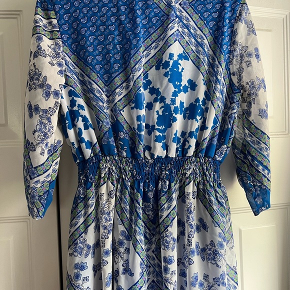 En Focus Studio Blue and White Print Dress - Picture 5 of 8